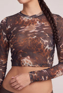 Mesh Long Sleeve Crop Top