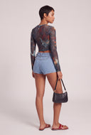 Mesh Long Sleeve Crop Top