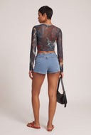 Mesh Long Sleeve Crop Top