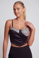 Marilyn Asymmetrical Glam Crop Bustier Top