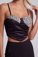 Marilyn Asymmetrical Glam Crop Bustier Top