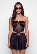 Royalty Satin Cup Lace Bustier Top