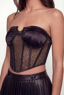 Royalty Satin Cup Lace Bustier Top