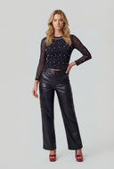 Pearl Mesh Keyhole Back Crop Top