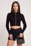Long Sleeve Zip Crop Top