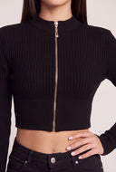 Long Sleeve Zip Crop Top