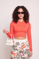 Crew Neck Long Sleeve Crop Top