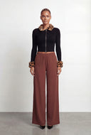Kaia Leopard Faux Fur Trim Crop Top