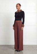 Kaia Leopard Faux Fur Trim Crop Top