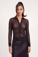 Cheetah Mesh Button Front Shirt