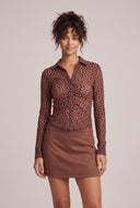 Cheetah Mesh Button Front Shirt