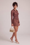 Cheetah Mesh Button Front Shirt