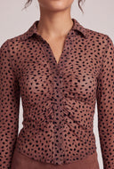 Cheetah Mesh Button Front Shirt