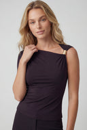 Lilia Metallic Detail One Shoulder Blouse
