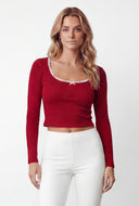 Kora Lace Trim Scoop Neck Crop Top