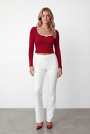 Kora Lace Trim Scoop Neck Crop Top