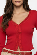 Lace Trim V Neck Crop Top
