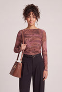 Patterned Mesh Long Sleeve Top