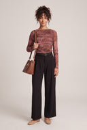 Patterned Mesh Long Sleeve Top