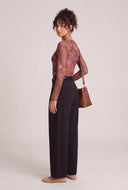 Patterned Mesh Long Sleeve Top