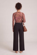 Patterned Mesh Long Sleeve Top