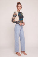 Patterned Mesh Long Sleeve Top