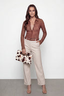 Textured Lace Button Front Shirt