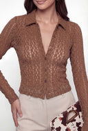 Textured Lace Button Front Shirt