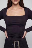 Nataly Square Neck Long Sleeve Crop Top
