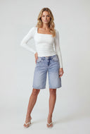 Nataly Square Neck Long Sleeve Crop Top
