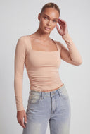 Nataly Square Neck Long Sleeve Crop Top