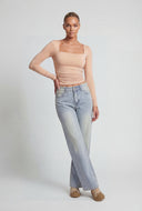 Nataly Square Neck Long Sleeve Crop Top