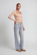 Nataly Square Neck Long Sleeve Crop Top