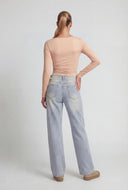 Nataly Square Neck Long Sleeve Crop Top