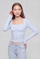 Nataly Square Neck Long Sleeve Crop Top