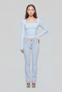 Nataly Square Neck Long Sleeve Crop Top