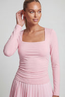 Nataly Square Neck Long Sleeve Crop Top