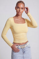 Nataly Square Neck Long Sleeve Crop Top