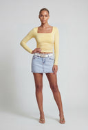 Nataly Square Neck Long Sleeve Crop Top