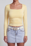 Nataly Square Neck Long Sleeve Crop Top