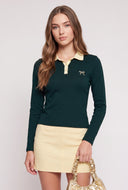 Embroidered Long Sleeve Polo