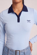 Embroidered Long Sleeve Polo