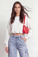 Lola Fleece Bubble Hem Crop Sweatshirt