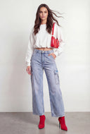 Lola Fleece Bubble Hem Crop Sweatshirt