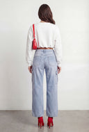 Lola Fleece Bubble Hem Crop Sweatshirt