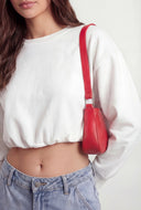 Lola Fleece Bubble Hem Crop Sweatshirt