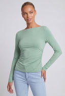 Asymmetrical Ruched Long Sleeve Top