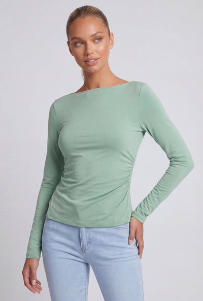 Asymmetrical Ruched Long Sleeve Top