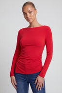 Asymmetrical Ruched Long Sleeve Top