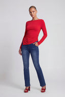 Asymmetrical Ruched Long Sleeve Top